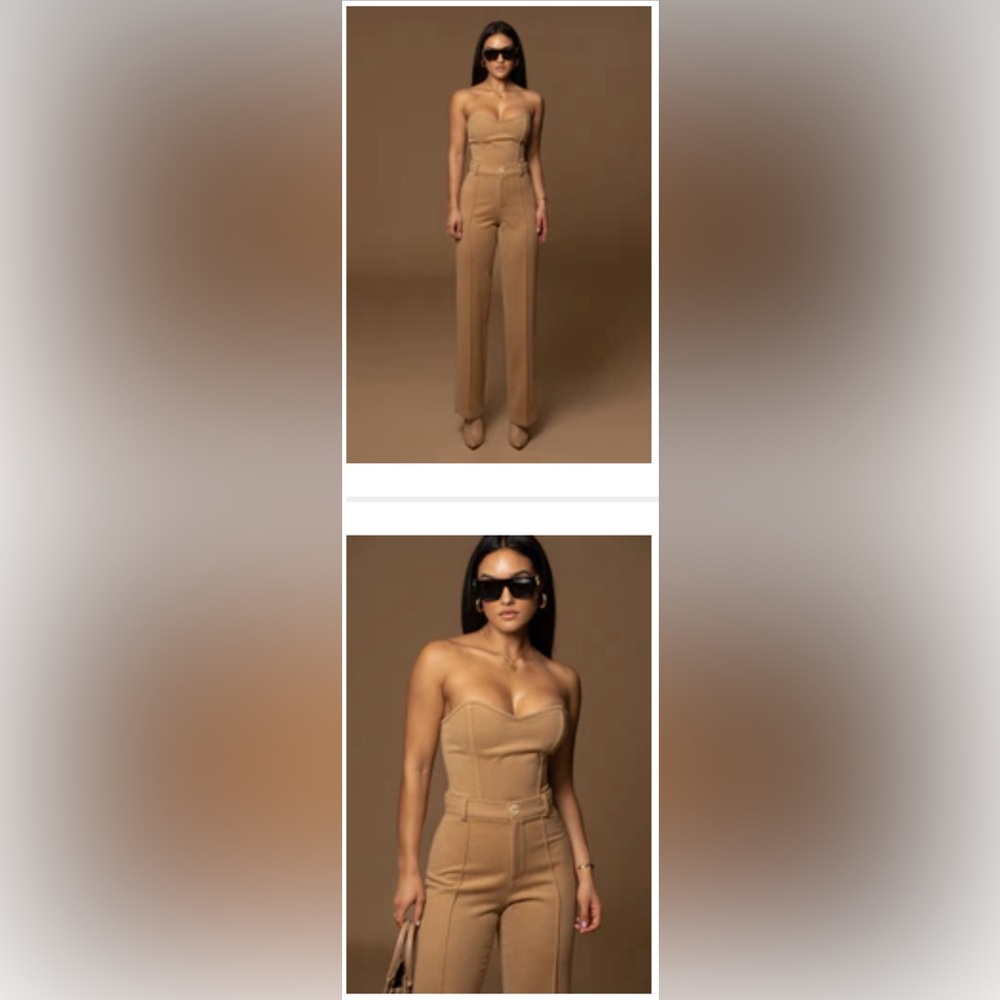 Camel wide leg trousers. High Waisted, New with tags